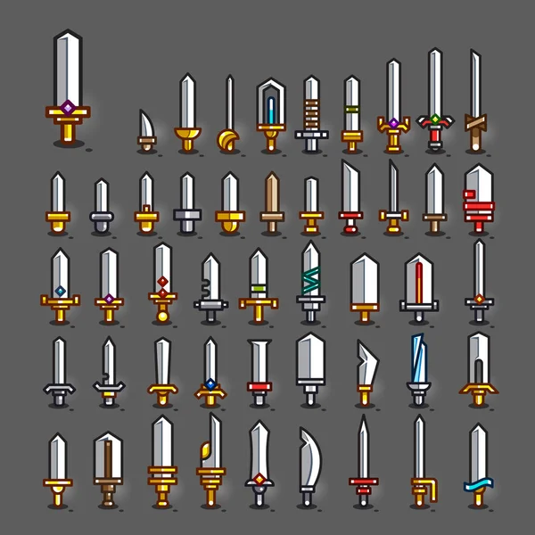 Swords Creating Video Games Set — Stock Vector