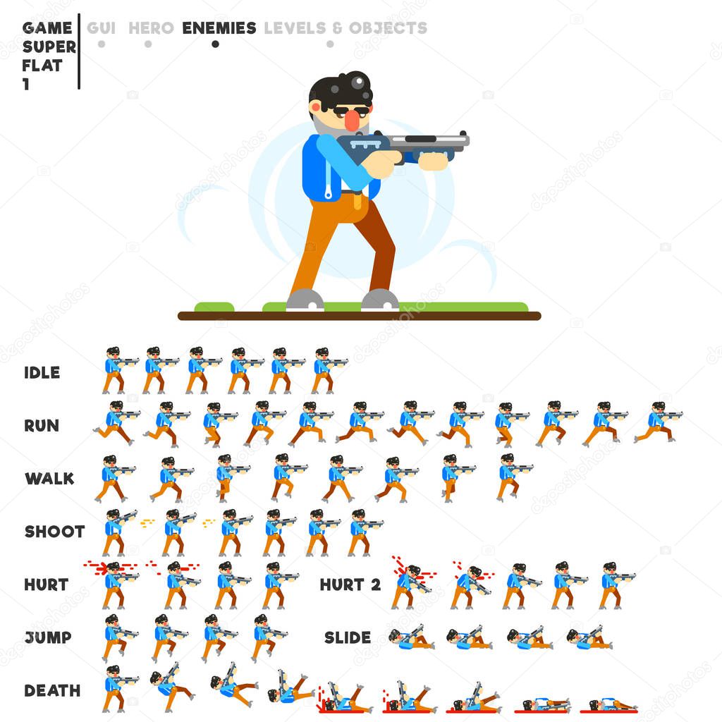 Animation of a man with a shotgun for creating a video game