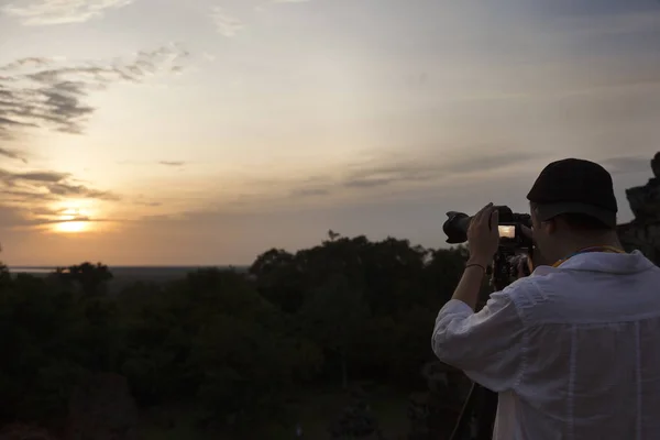 Siem Riep Kamboçya Ağustos 2009 Angkor Daki Tapınaklardan Birinin Tepesindeki — Stok fotoğraf