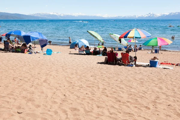 South Lake Tahoe Usa June 2017 Sunbathing Lake Tahoe California Stock Photo