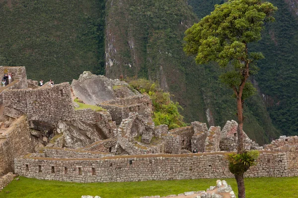 Niebla Espiritual Mañana Eleva Sobre Montaña Cabeza Inca Machu Picchu — Foto de Stock