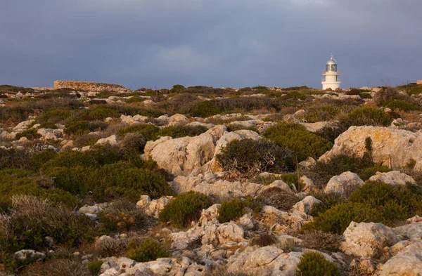 Világítótorony Menorca Szigetén Spanyolország — Stock Fotó