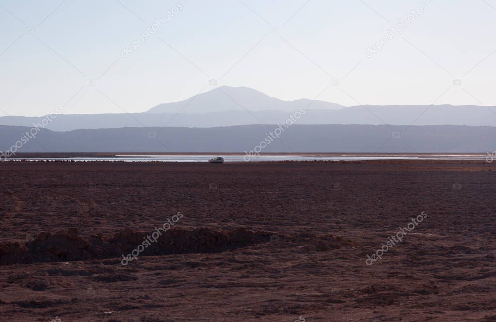 View of Licancabur Volcano and the Atacama desert near San Pedro, Chile