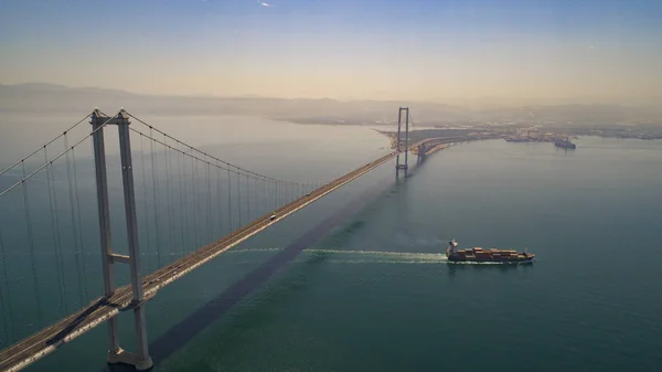 Aerial View Bridge Ship — Stock Photo, Image