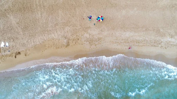 Widok Lotu Ptaka Morze Piaszczystą Plażę — Zdjęcie stockowe