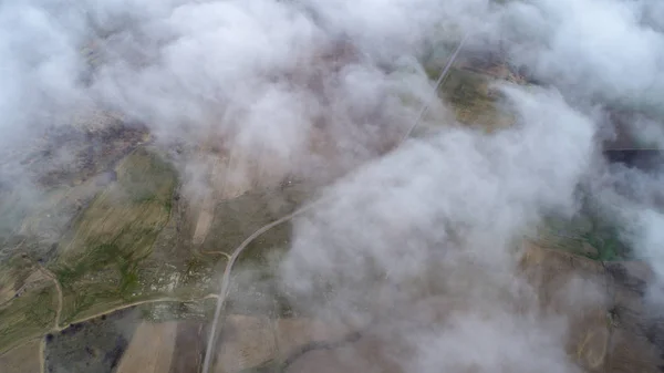 Вид Воздуха Дорогу Поля Воздушный Пейзаж — стоковое фото