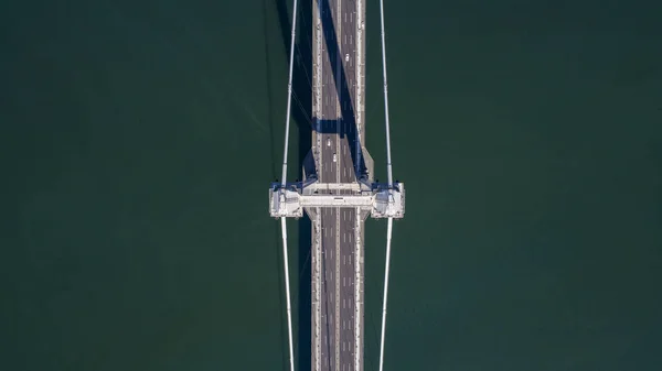 Aerial Top View Drone Shot Bridge Cars Bridge Road Image — Stock Photo, Image