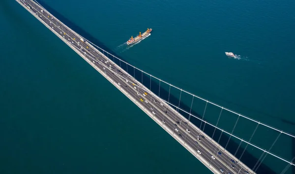 Aerial View Bosphorus Bridge Ship Transportation Icons — Stock Photo, Image