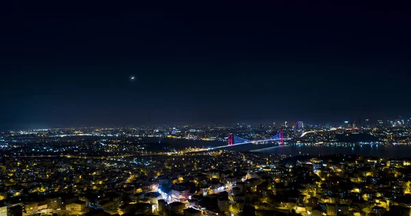 Veduta Aerea Istanbul Notte — Foto Stock