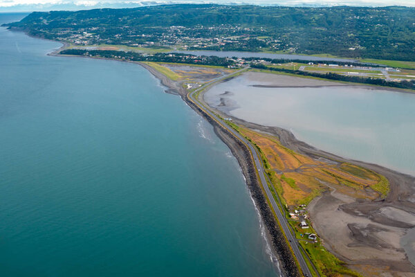 Вид на Гомерскую косу с высоты птичьего полета, Гомер Аляска
