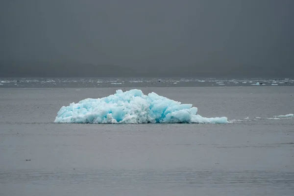 Een Eenzame Blauwe Ijsberg Van Een Gletsjer Ligt Baai Van — Stockfoto