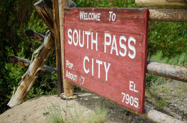 South Pass Město Státu Historické Místo Wyoming Uvítací Cedule — Stock fotografie