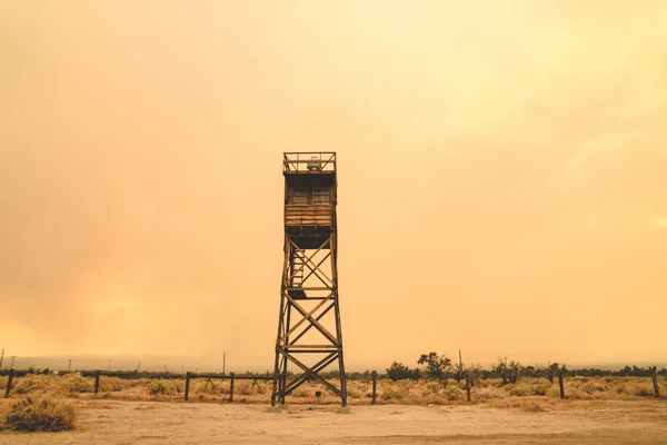 Torre Guardia Campo Internamiento Japonés Manzanar Independence California Durante Incendio — Foto de Stock