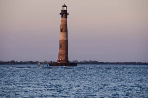Morris Lighthouse Island Zachodzie Słońca — Zdjęcie stockowe