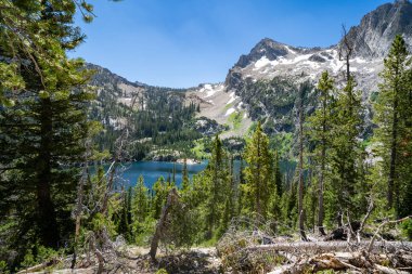 Sawtooth göl ve demir Creek iz Idaho gün güneşli yaz boyunca dağ Gölü