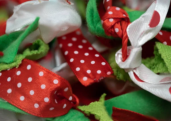 Festlig Jul Semester Röda Gröna Och Vita Rag Polka Dot — Stockfoto