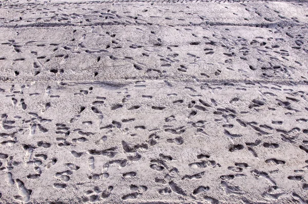 Pegadas Sapatos Humanos Numa Praia Areia Útil Para Fundos — Fotografia de Stock