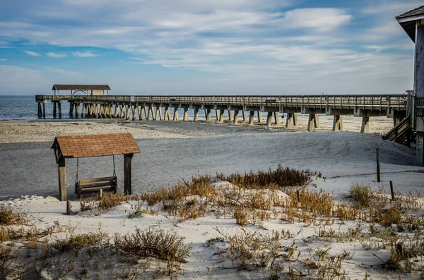 Tybee Island Muelle Sur Georgia Estados Unidos Playa Del Océano —  Fotos de Stock