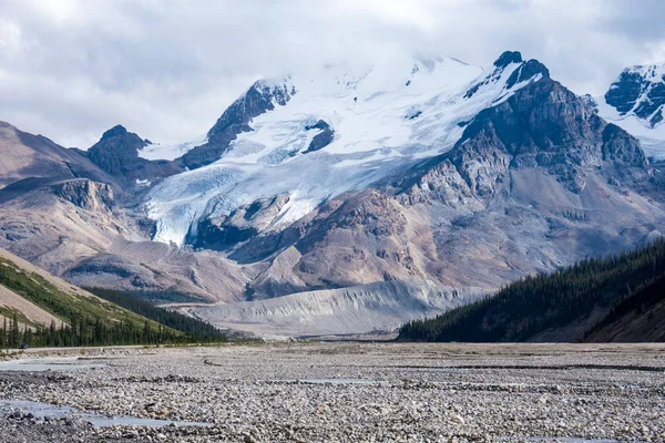 Tundra Del Río Rocoso Largo Pista Hielo Las Rocosas Canadienses — Foto de Stock