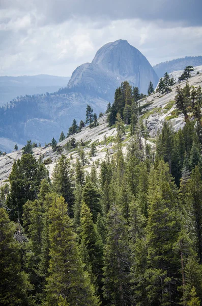 Olmstead Bod Yosemitském Národním Parku Výhledem Half Dome Tioga Pass — Stock fotografie