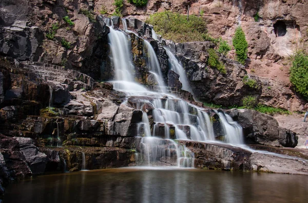 Exposição Longa Diurna Cachoeiras Gooseberry Falls Parque Estadual Minnesota Verão — Fotografia de Stock