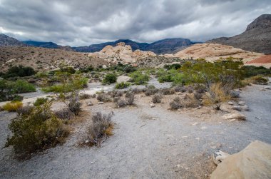Nevada Red Rock Canyon Ulusal Koruma alanı muson sezonu bir bulutlu yaz gününde kayalık çöl sahne