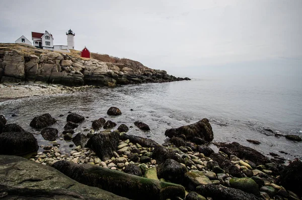 Pohled Nubble Majáku Cape Neddick York Maine — Stock fotografie