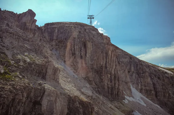 Steep View Cliffs Grand Tetons Jackson Wyoming Gondola Tramway Photo — Stock Photo, Image