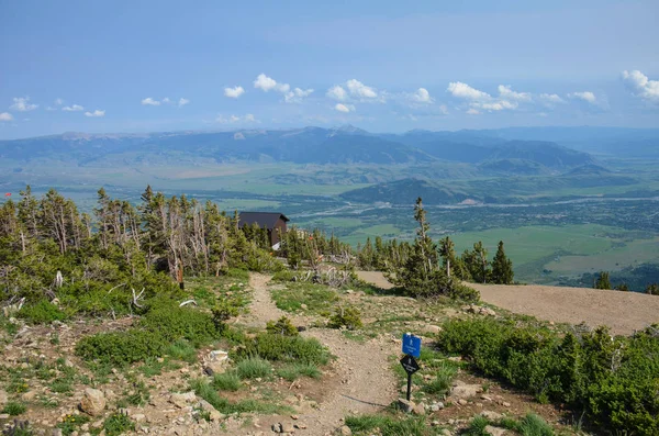 Hiking trails at the top of the Jackson Hole Wyoming in the summer, in the Grand Teton mountains