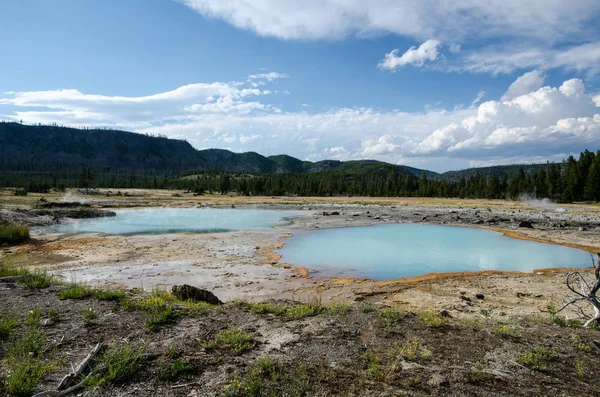 Hermosas Características Geotérmicas Aguas Termales Azules Agua Teca Dentro Del — Foto de Stock