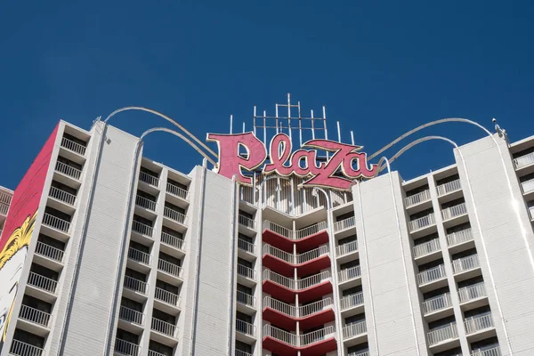 Las Vegas Nevada Października 2017 Znak Dla Plaza Hotel Casino — Zdjęcie stockowe