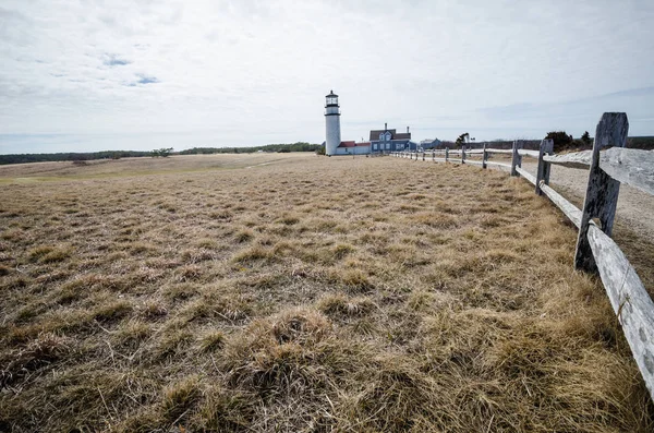 Ευρεία Γωνία Θέα Highland Φάρο Στο Cape Cod Μια Μέρα — Φωτογραφία Αρχείου