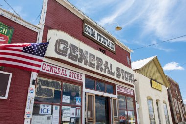 JULY 3 2018 - RANDSBURG, CALIFORNIA: The Randsburg General Store is one of few businesses still open in this California ghost town in the Mohave Desert. clipart