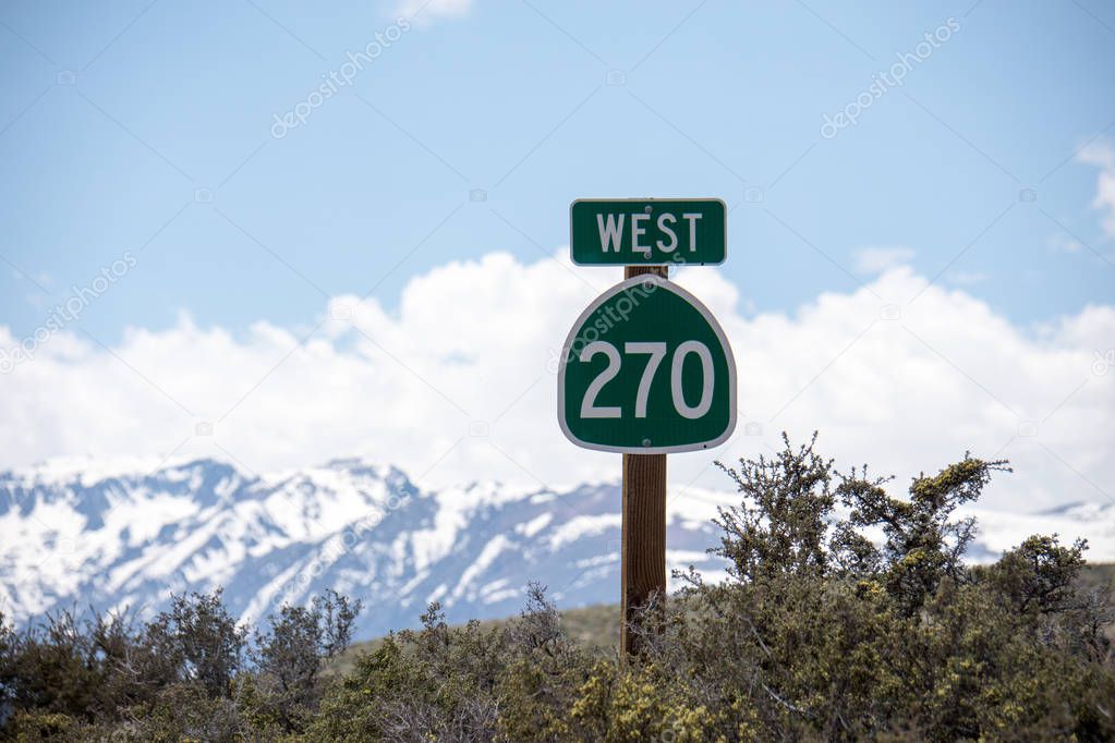 Sign for California State Highway West 270 near Bodie Ghost Town in the Eastern Sierra Nevada mountains.