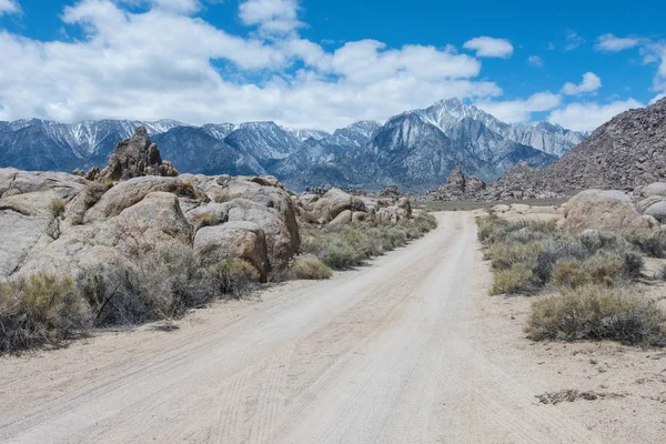 Road with leading lines into the Alabama Hills area of Lone Pine California