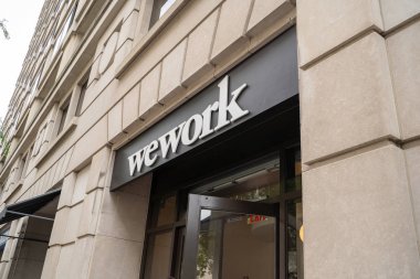 Washington Dc - 9 Mayıs 2019: Wework ortak çalışma alanı b işareti