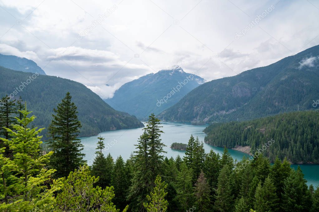 View of Diablo Lake in the North Cascades National Park in Washi