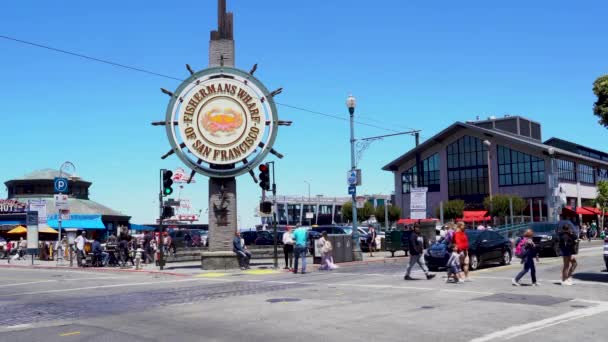 Lipca 2019 San Francisco Kalifornia Znak Dla Fisherman Wharf San — Wideo stockowe