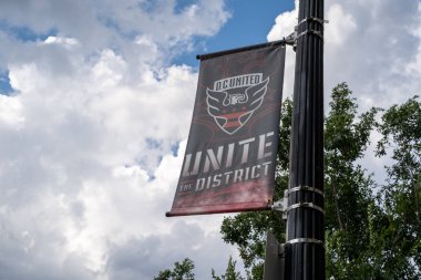 Washington, Dc - 7 Ağustos 2019: Dc United bayrağı, bir profe