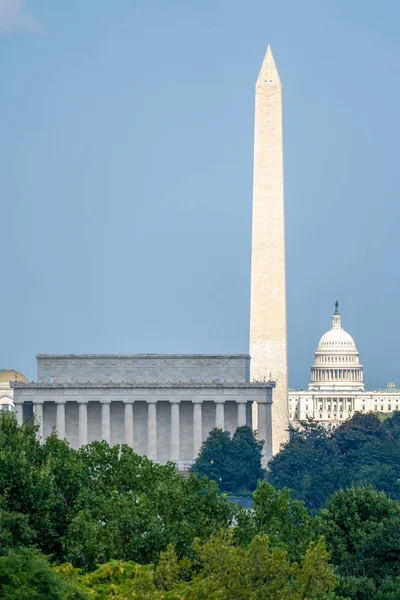 Stock image Skyline view of Washington DC, with the Lincoln Memorial, Washin