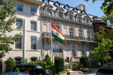 Washington, Dc - 8 Ağustos 2019: Hindistan Büyükelçiliği'nin dış cephesi