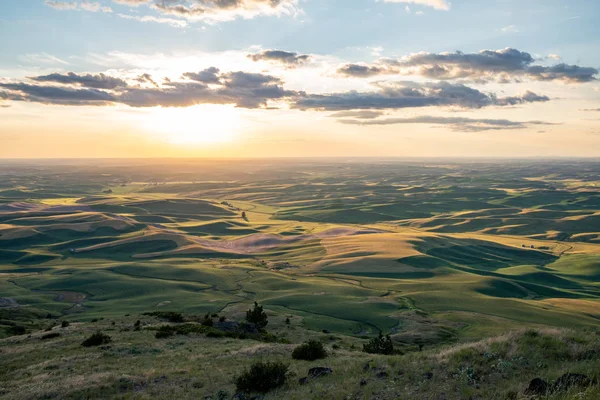 Beautiful sunset golden hour view of the Palouse as seen from St — Stock Photo, Image