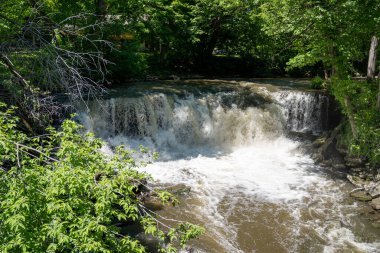 Minneopa Şelalesi 'nin Mankato Minnesota' daki Minneopa Eyalet Parkı 'ndaki yüksek şelalesinin manzarası