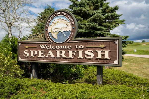 Spearfish South Dakota Juni 2020 Willkommensschild Für Spearfish South Dakota — Stockfoto