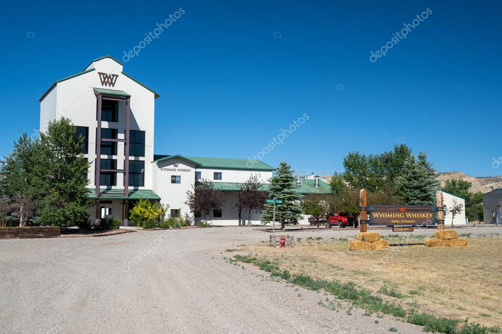 Kirby, Wyoming - June 23, 2020: Wyoming Whiskey, a small batch bourbon distillery, locally owned. Tours and a gift shop are available to customers