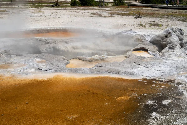 Bubbling Steaming Avoca Spring Biscuit Basin Area Yellowstone National Park — Stock Photo, Image