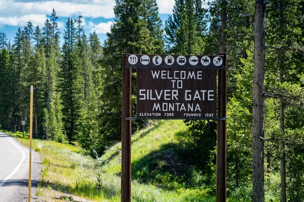 Silver Gate Монтана Липня 2020 Welcome Silver Gate Montana Sign — стокове фото