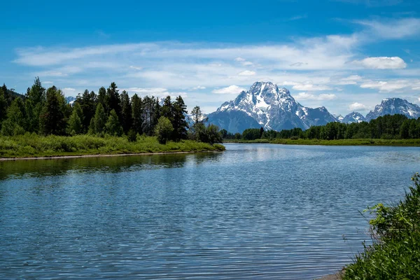 Grand Teton Ulusal Parkı Nda Oxbow Virajı Manzarası Yılan Nehri — Stok fotoğraf