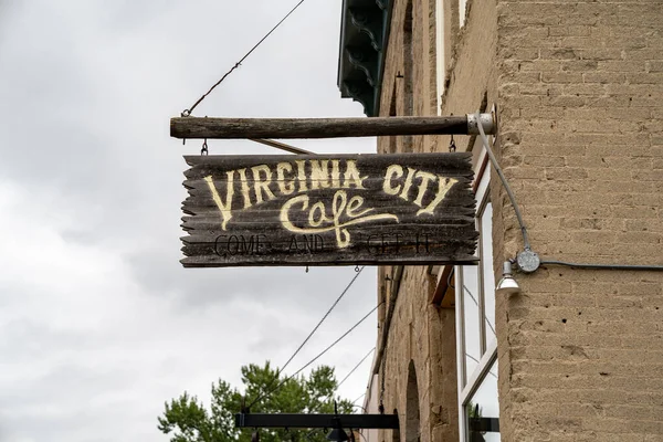 Virginia City Montana Junio 2020 Firma Para Virginia City Café — Foto de Stock