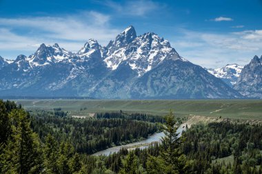 Grand Teton Ulusal Parkı Snake River Overlook 'da görüldü.